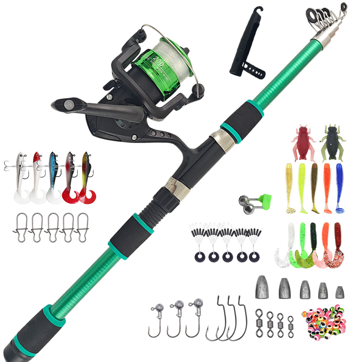 Portable Telescopic Fishing Ro - Spincast Reel 评论和价格
