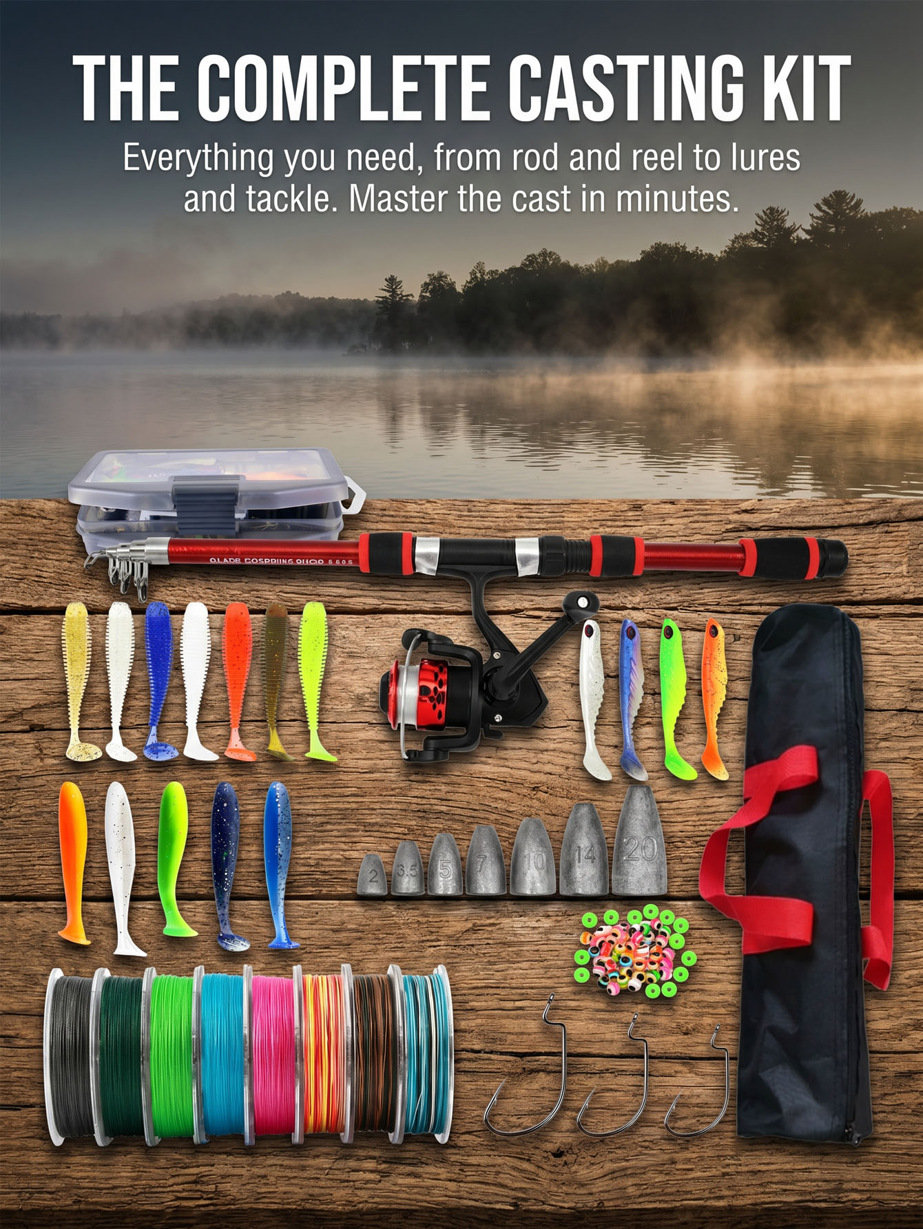 Fishing Rod Reel Combos Collap - Reel Bag 评论和价格