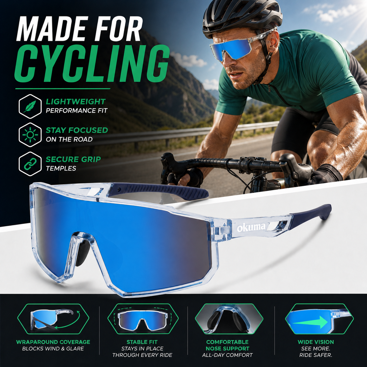 OKUMA UV400 Sports Eyewear Men - Surf Reel 评论和价格